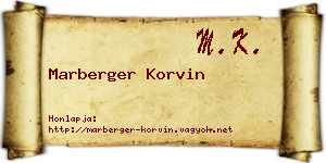 Marberger Korvin névjegykártya